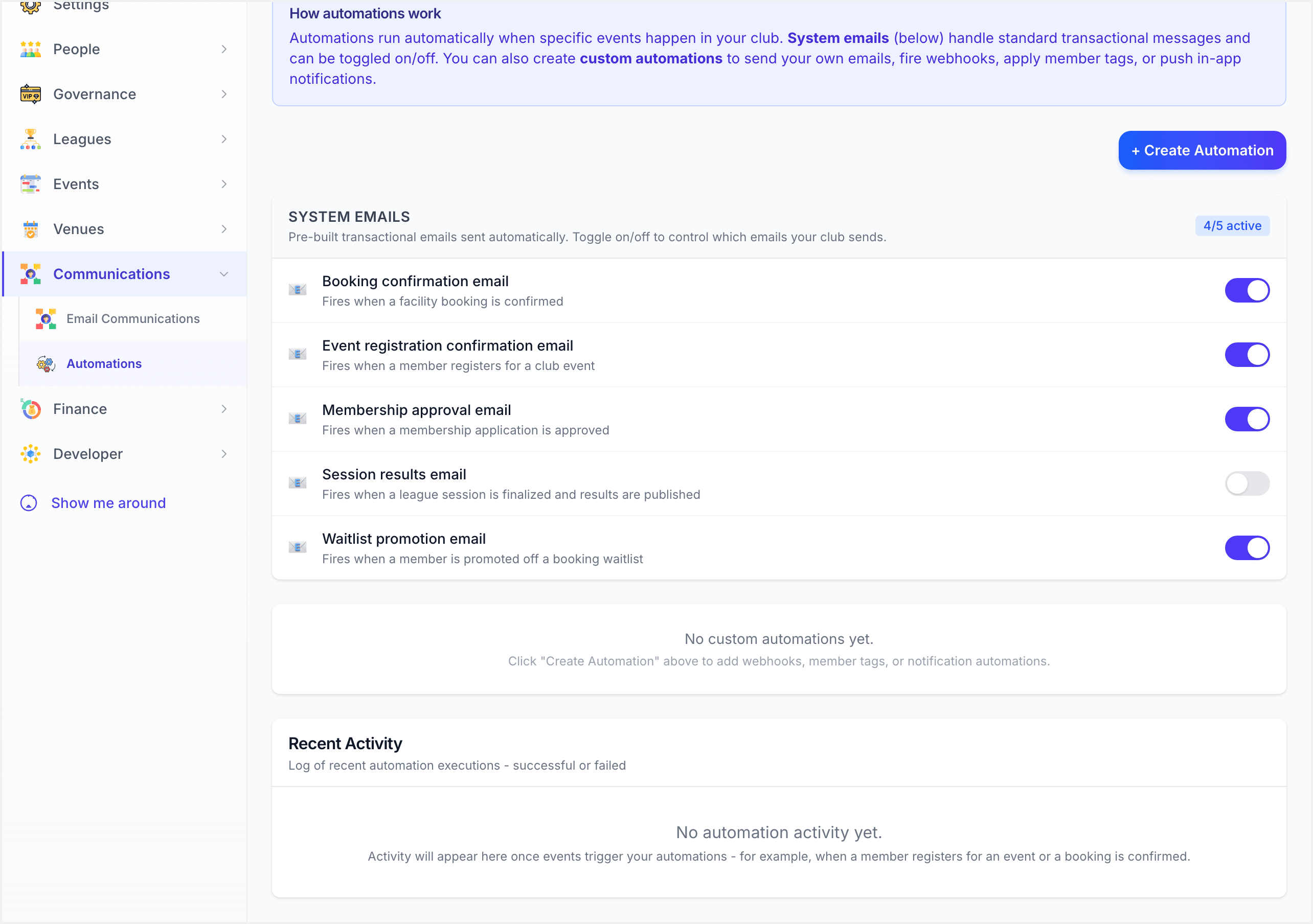 Automations dashboard