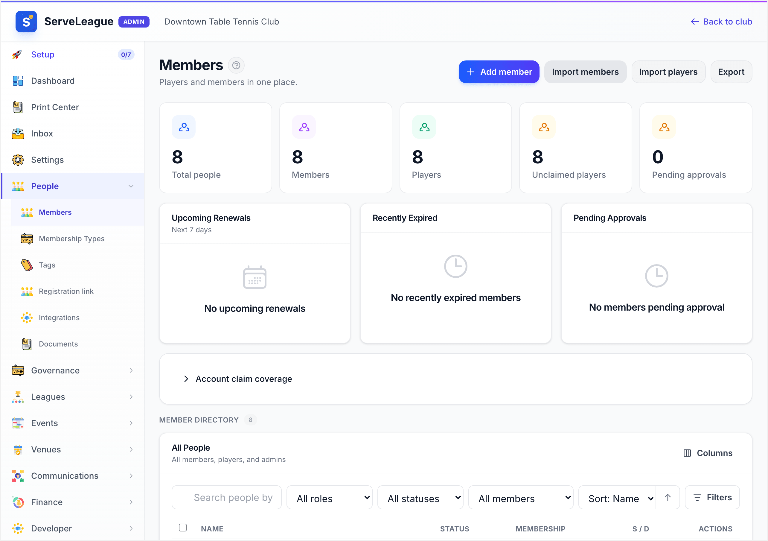 Super admin merge panel with cross-club options