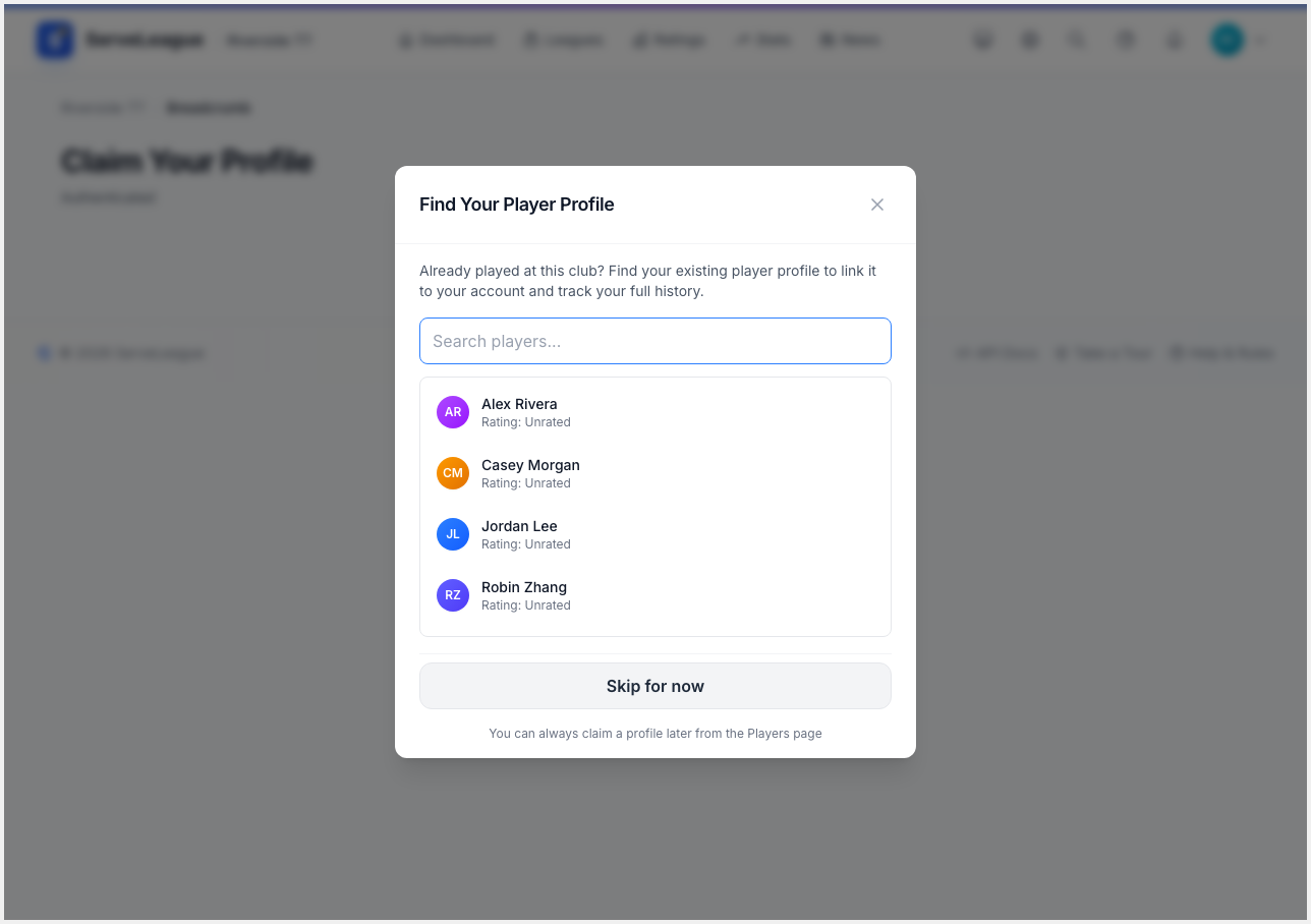 Find Your Profile dialog
