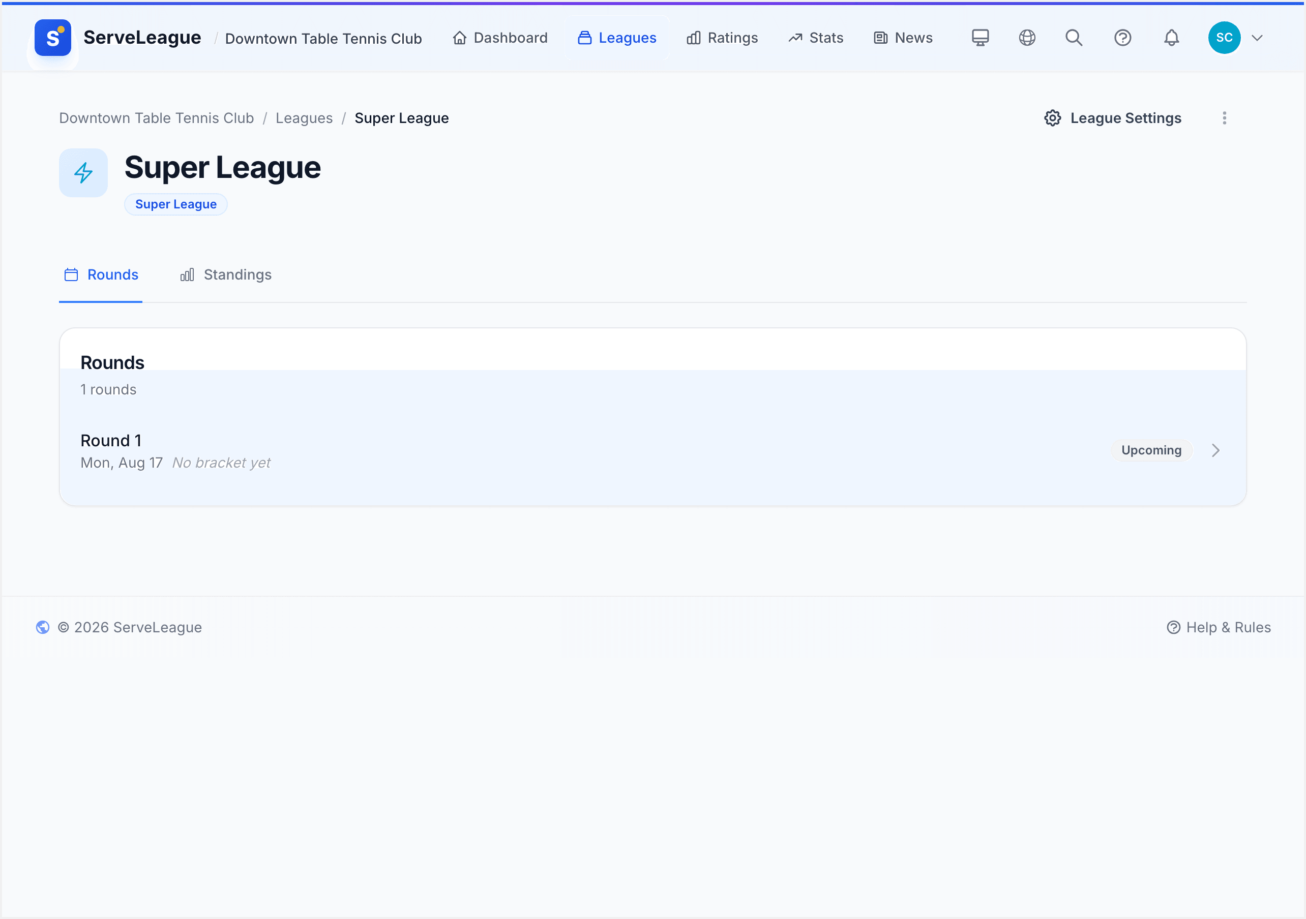The Super League format with bracket tiers and points