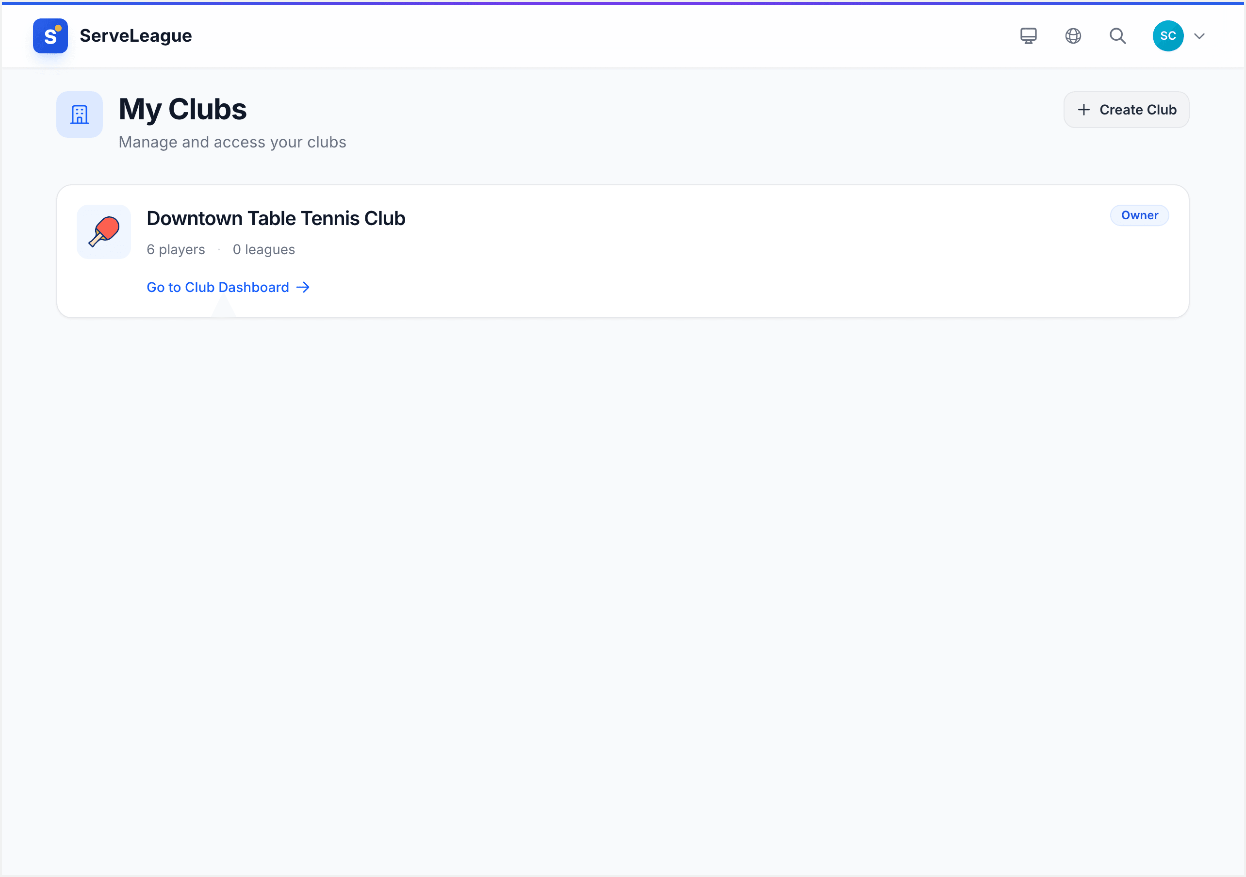 ServeLeague homepage with the Get Started button highlighted